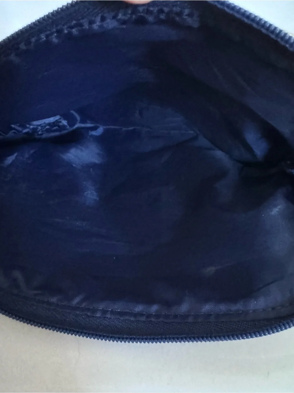 Vintage Satin Cosmetic Bag Purple Blue Chain Print Makeup Travel Toiletry Clutch